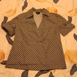 Short Sleeve Green Printed Blouse